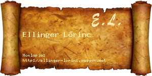 Ellinger Lőrinc névjegykártya