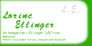 lorinc ellinger business card